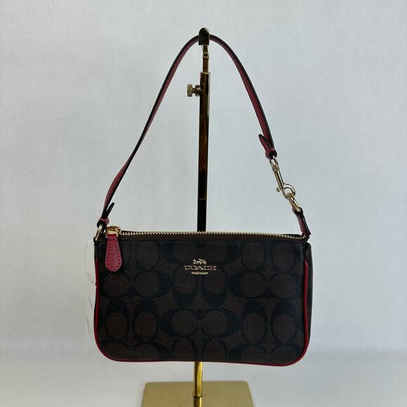 Coach Nolita 19 In Signature Canvas in Brown/1941 Red C3308 NWT - Picture 2 of 11